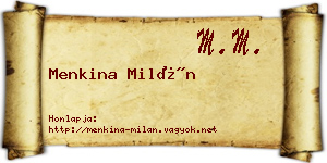 Menkina Milán névjegykártya